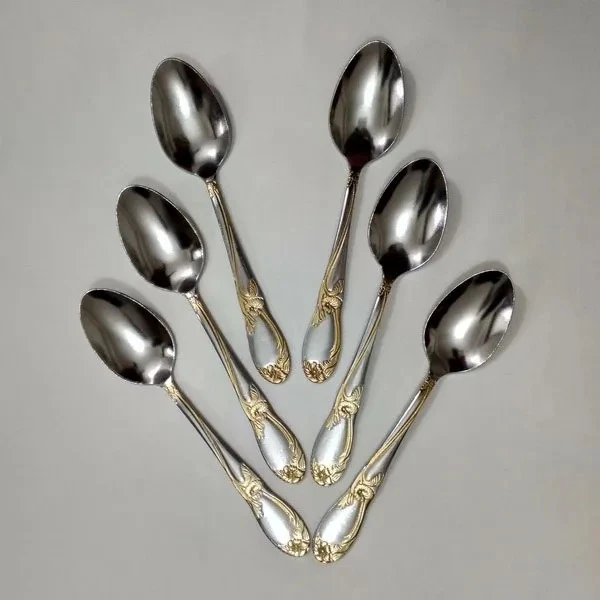 Stainless Steel Spoon Set – 6 Pieces for Home & Restaurant | Multiple Design