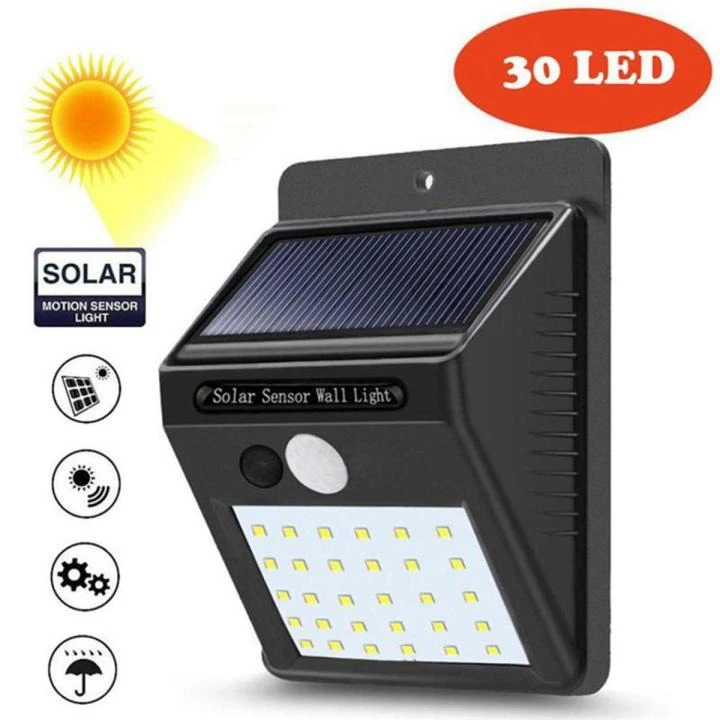 Solar Power 30 LED PIR Motion Sensor Wall Light Waterproof Outdoor Path Yard Garden Security Lamp