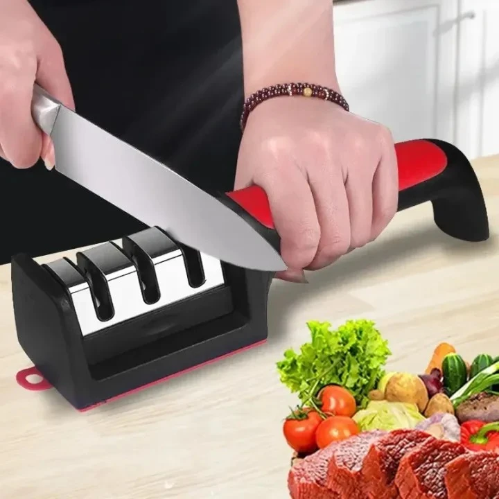 Knife Sharpener Household Multi-Functional Hand-Held 3-Purpose Black Sharpening Stone