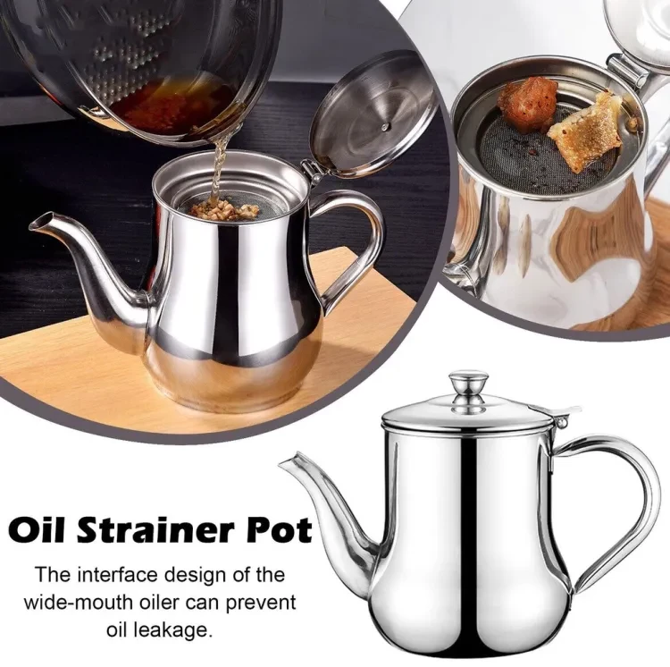 Filter Cooking Oil Pot Kitchen Large Capacity 410ml