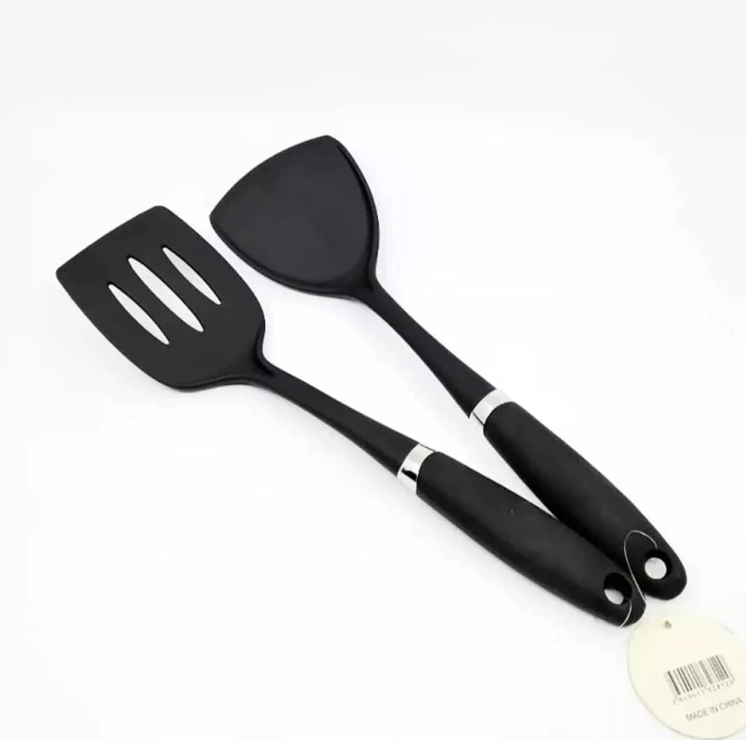 2Pcs Silicone Hollow Spoon Shovel/Spatula Cookware Classic Colander Spoon Kitchen Tool