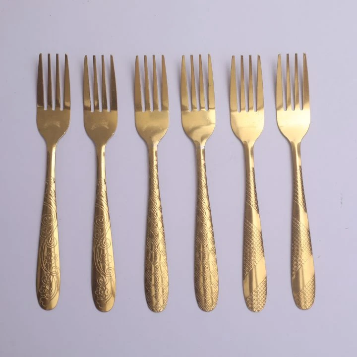Stainless Steel Spoon Gold Color Cutlery 6pcs (6inch) Premium Quality Multi Design