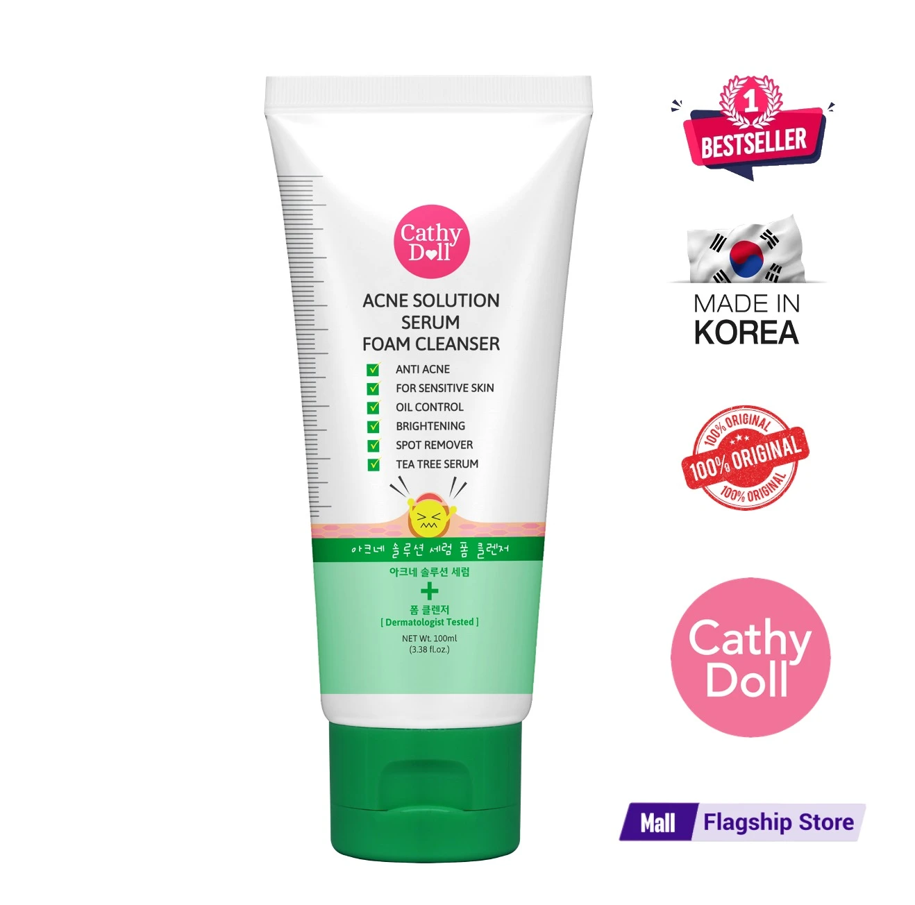 Acne Solution Serum Foam Cleanser 100ml Cathy Doll Face Wash