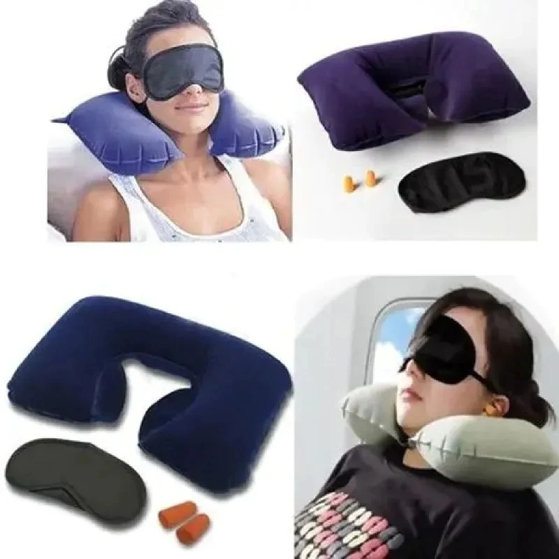 3 in 1 Travel Pillow Set - Neck Pillow, Sleeping Eye Mask and Ear Plug